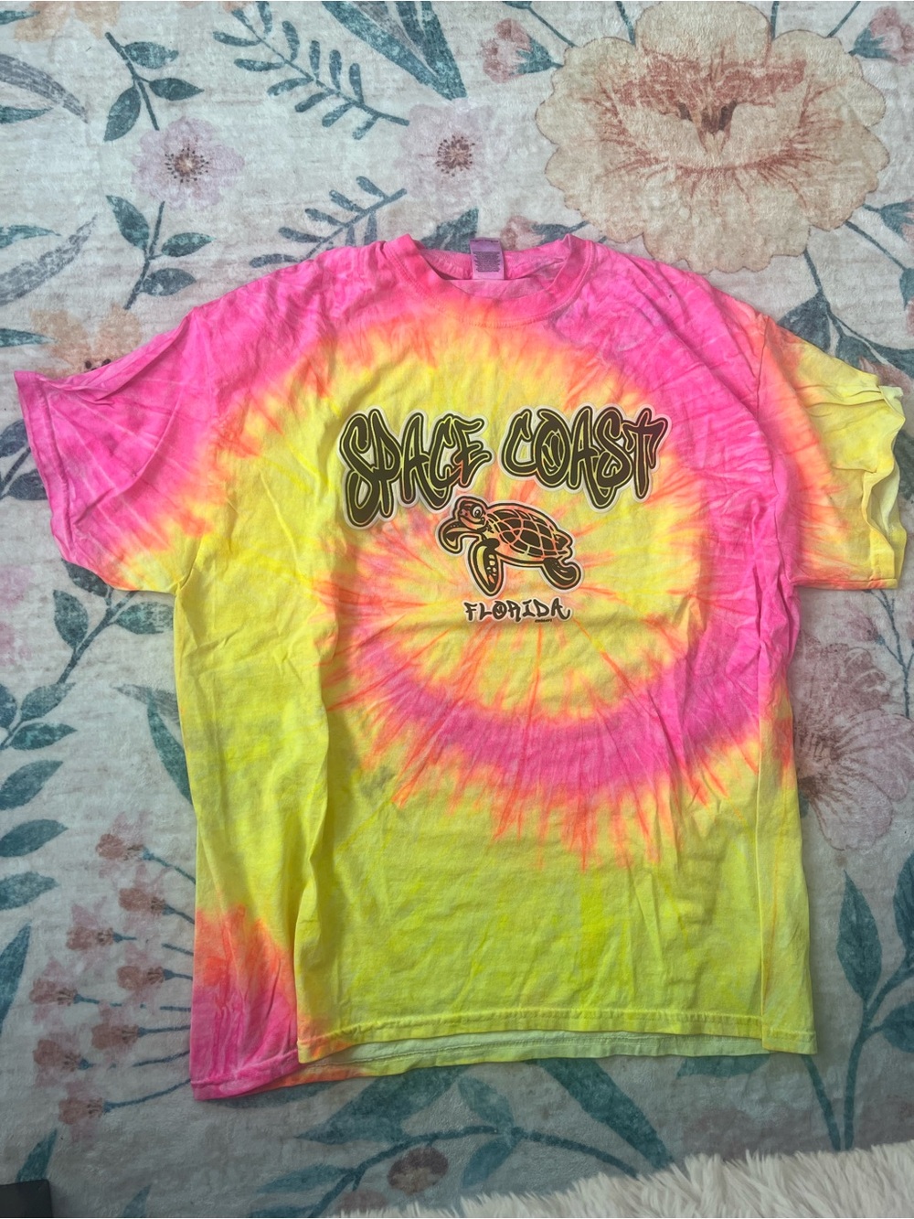 Pink & Yellow Tie-Dye Graphic Tee XL